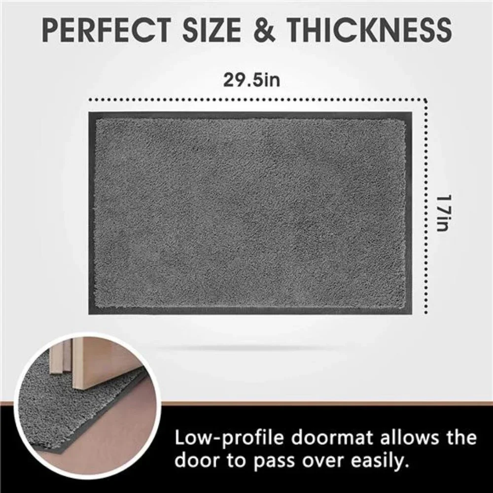 Indoor Microfiber Door Mat - Entryway Welcome Rug 29.5”x17” Grey